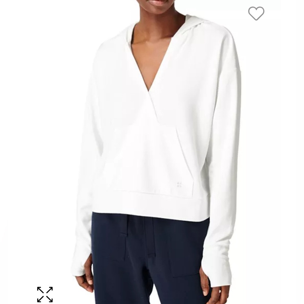 Sweaty Betty London After Class Relaxed Hoodie White Cropped Womens Size 16